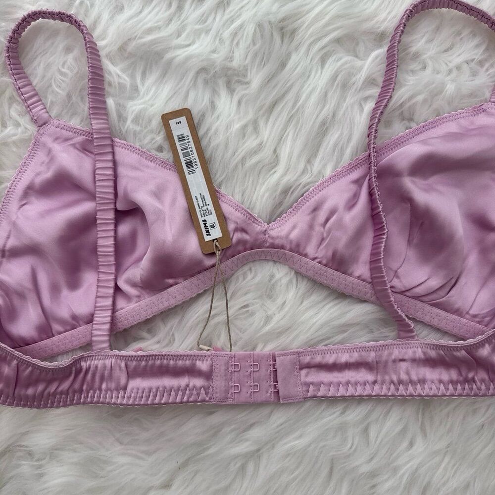 Skims Woven Shine Sleep Bralette Pink Rose Size Medium - Picture 5 of 6